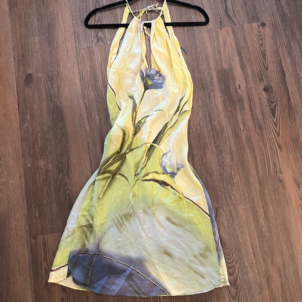 Victoria's Secret Yellow and Blue Halter Slip Dress